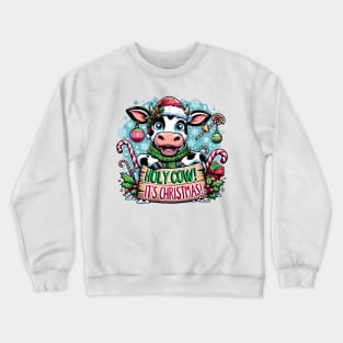 Christmas Cheer Cow Tee: Festive Farmyard Fun Crewneck Sweatshirt